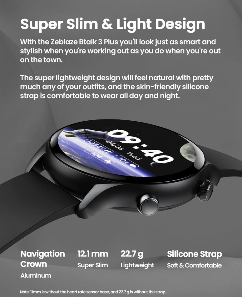 ZEBLAZE smartwatch Btalk 3 Plus, heart rate, 1.39" IPS, μαύρο - Image 3