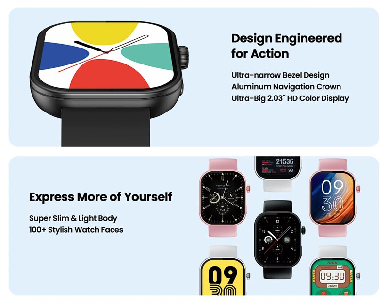 ZEBLAZE smartwatch Btalk Plus, heart rate, 2.03" IPS, IP68, μαύρο - Image 5