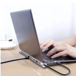 Alternative view of POWERTECH docking station BYL-2003, 11 θυρών, βάση laptop, USB-C, γκρι