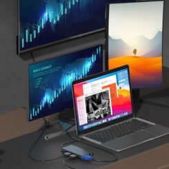 Alternative view of POWERTECH docking station BYL-2311 8 θυρών, USB-C σύνδεση, 100W PD, γκρι