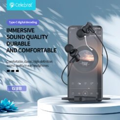 Alternative view of CELEBRAT earphones με μικρόφωνο G38, USB-C σύνδεση, 10mm, 1.2m, μαύρα