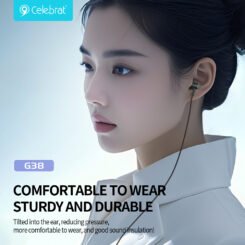 CELEBRAT earphones με μικρόφωνο G38, USB-C σύνδεση, 10mm, 1.2m, λευκά