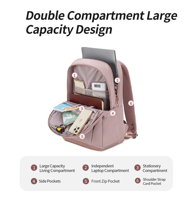 CHANTRIA γυναικεία τσάντα πλάτης CB00638 με θήκη laptop 15.6", 20.2L, μαύρη - Image 2