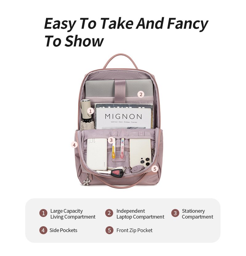 CHANTRIA γυναικεία τσάντα πλάτης CB00639 με θήκη laptop 14", 12.5L, μαύρη - Image 2