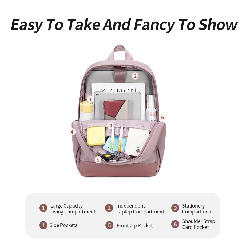 CHANTRIA γυναικεία τσάντα πλάτης CB00648 με θήκη laptop 14.3L", 14L, μωβ - Image 2