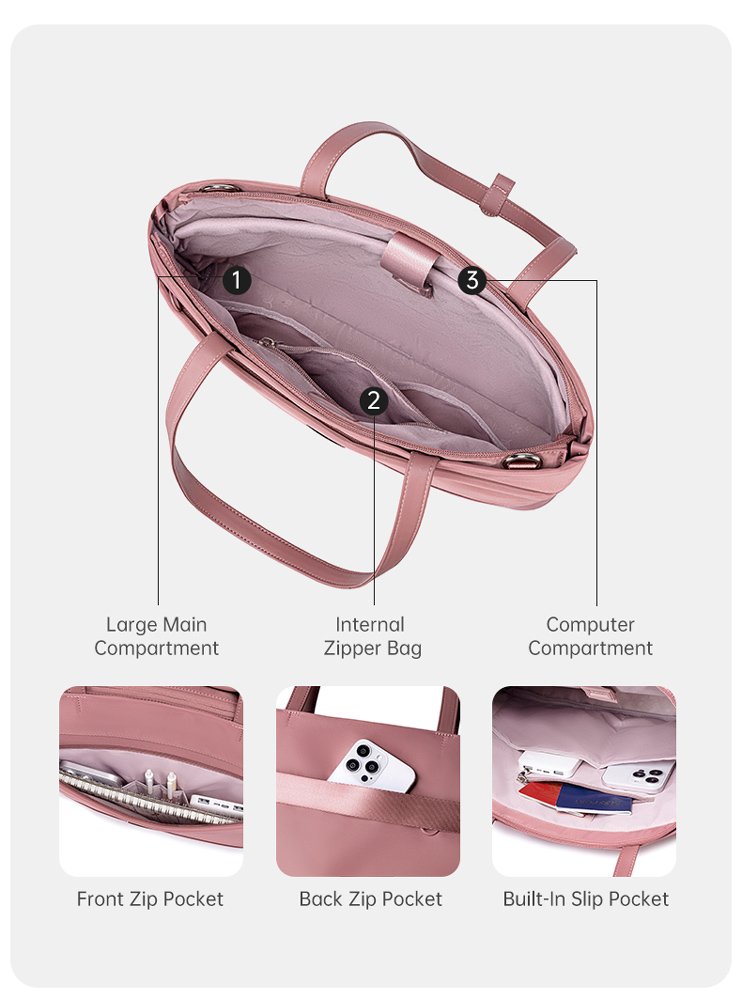 CHANTRIA γυναικεία τσάντα ώμου CB00789 για laptop 15.6", 12L, μωβ - Image 3