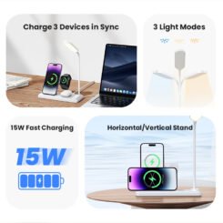 USAMS ασύρματος φορτιστής US-CD195 με φωτιστικό, 4 σε 1, 15W, λευκός