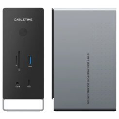 CABLETIME docking station CT-DK181-AG, 16 θυρών, USB-C σύνδεση, 100W PD, 1000Mbps, MST, γκρι