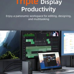 Alternative view of CABLETIME docking station CT-DK181-AG, 16 θυρών, USB-C σύνδεση, 100W PD, 1000Mbps, MST, γκρι