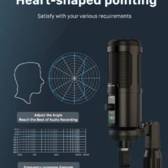 Alternative view of CABLETIME πυκνωτικό μικρόφωνο MP01-AB, με αντιανέμιο & τρίποδα, USB