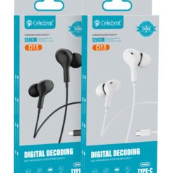 Alternative view of CELEBRAT earphones με μικρόφωνο D13, USB-C σύνδεση, Φ10mm, 1.2m, λευκά