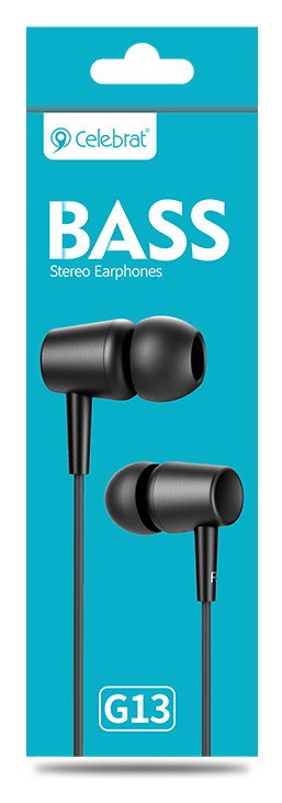CELEBRAT earphones με μικρόφωνο G13, 3.5mm σύνδεση, Φ10mm, 1.2m, μαύρο - Image 4