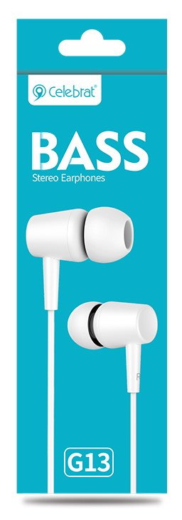 CELEBRAT earphones με μικρόφωνο G13, 3.5mm σύνδεση, Φ10mm, 1.2m, λευκό - Image 4