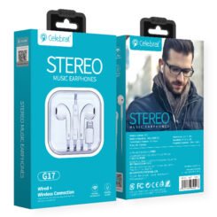 CELEBRAT earphones με μικρόφωνο G17, Lightning, Φ14mm, 1.2m, λευκά