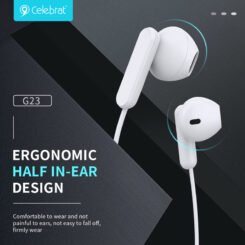 Alternative view of CELEBRAT earphones με μικρόφωνο G23, 3.5mm σύνδεση, Φ14mm, 1.2m, μαύρα