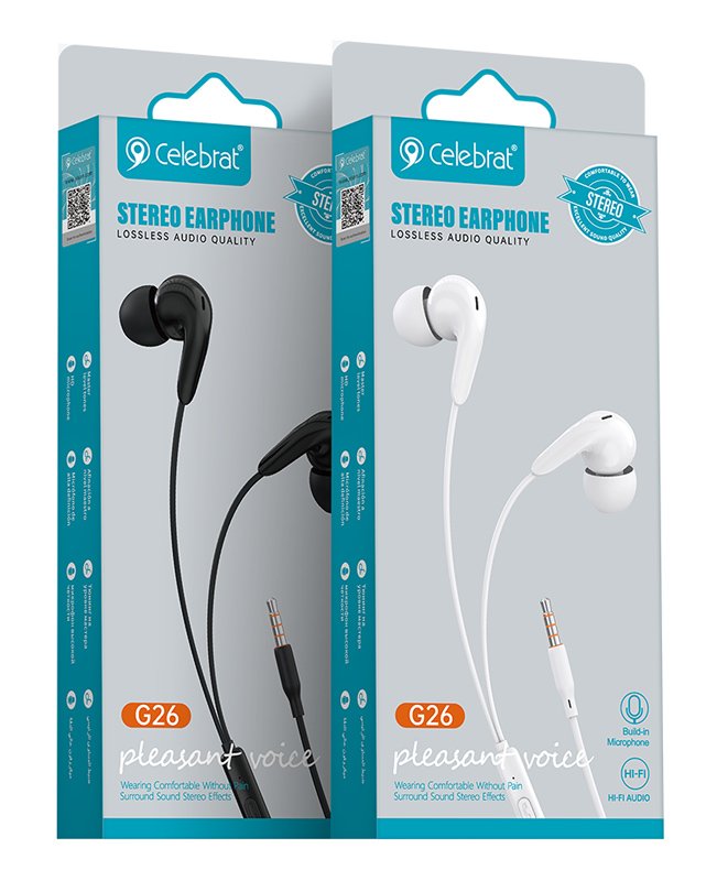 CELEBRAT earphones με μικρόφωνο G26, 3.5mm σύνδεση, Φ10mm, 1.2m, μαύρα - Image 3