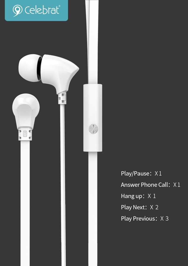 CELEBRAT earphones με μικρόφωνο G3, 3.5mm σύνδεση, Φ10mm, 1.2m, μαύρα - Image 4