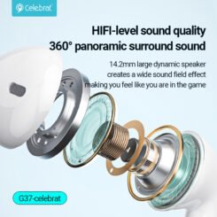 Alternative view of CELEBRAT earphones με μικρόφωνο G37, USB-C σύνδεση, 14.2mm, 1.2m, μαύρα