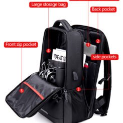 GOLDEN WOLF τσάντα πλάτης GB00444, με θήκη laptop 15.6", 23L, μαύρη