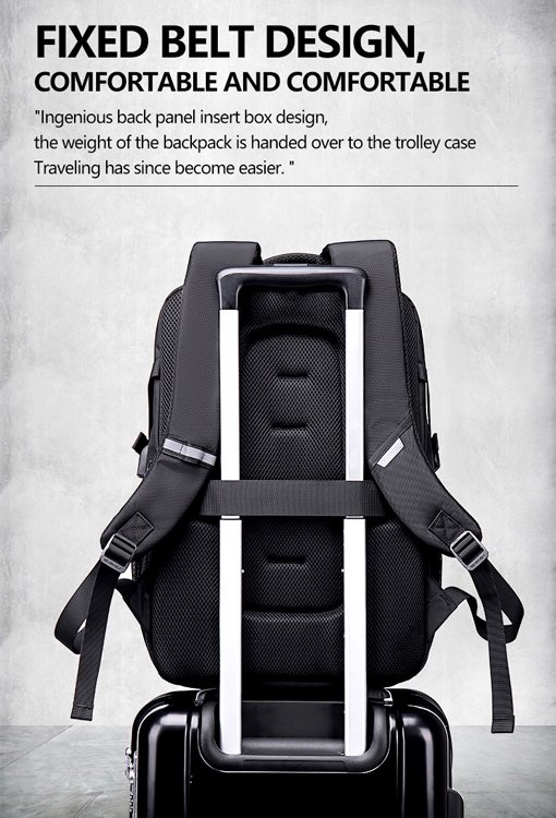 GOLDEN WOLF τσάντα πλάτης GB00444, με θήκη laptop 15.6", 23L, μαύρη - Image 2