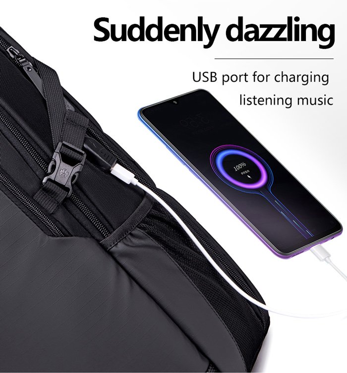 GOLDEN WOLF τσάντα πλάτης GB00444, με θήκη laptop 15.6", 23L, μαύρη - Image 4