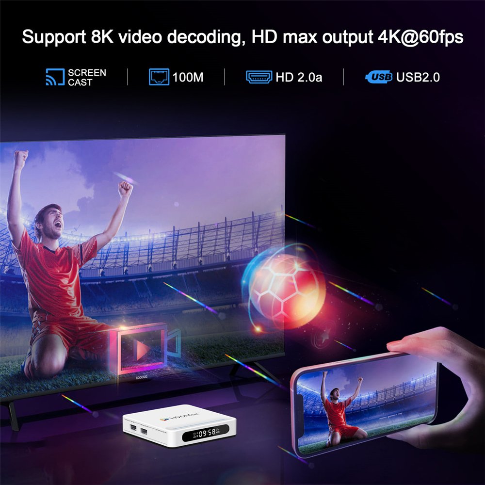 H96 MAX TV Box H618 Plus, 8K, 4/32GB, WiFi 6, Bluetooth, Android 14 - Image 5