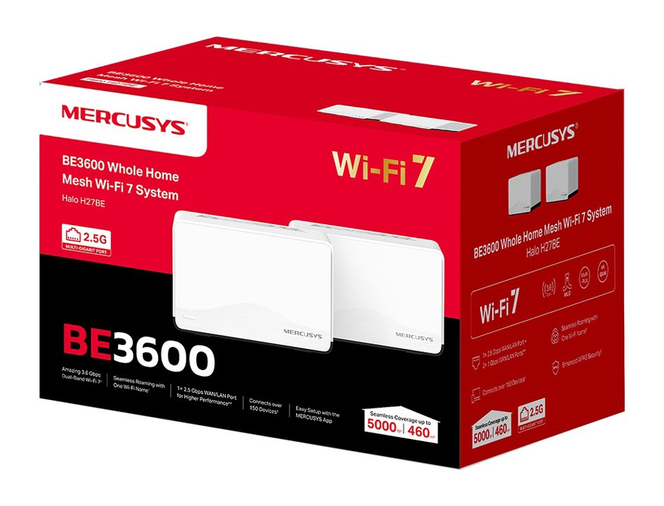 MERCUSYS Whole Home Mesh Wi-Fi 7 System Halo H27BE, 3.6Gbps Dual Band, 2τμχ, V.1.0 - Image 6