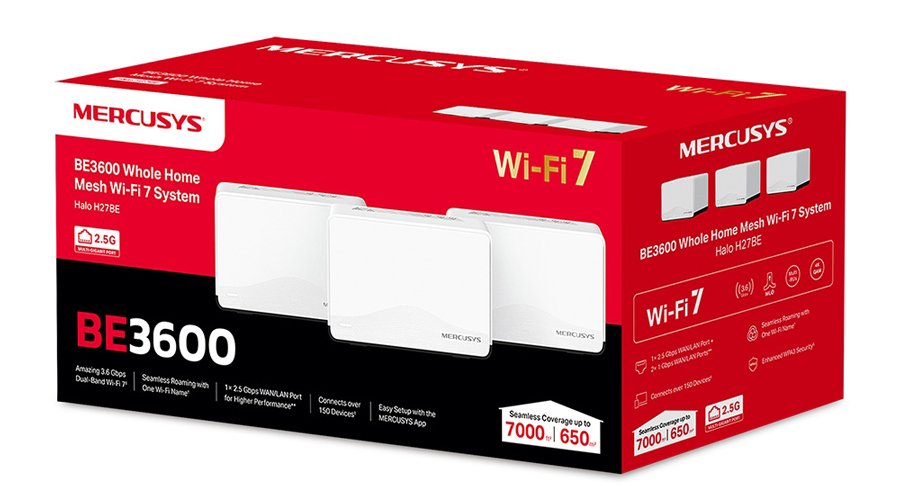 MERCUSYS Whole Home Mesh Wi-Fi 7 System Halo H27BE, 3.6Gbps Dual Band, 3τμχ, V.1.0 - Image 6