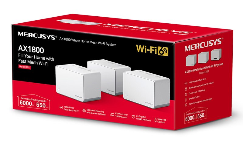 MERCUSYS Mesh Wi-Fi 6 System Halo H70X, 1.8Gbps Dual Band, 3τμχ, V. 1.20 - Image 4