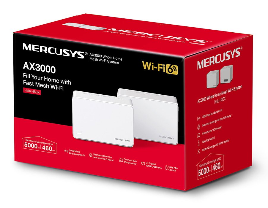 MERCUSYS Mesh Wi-Fi 6 System Halo H80X, 3Gbps Dual Band, 2τμχ, Ver. 1.0 - Image 2