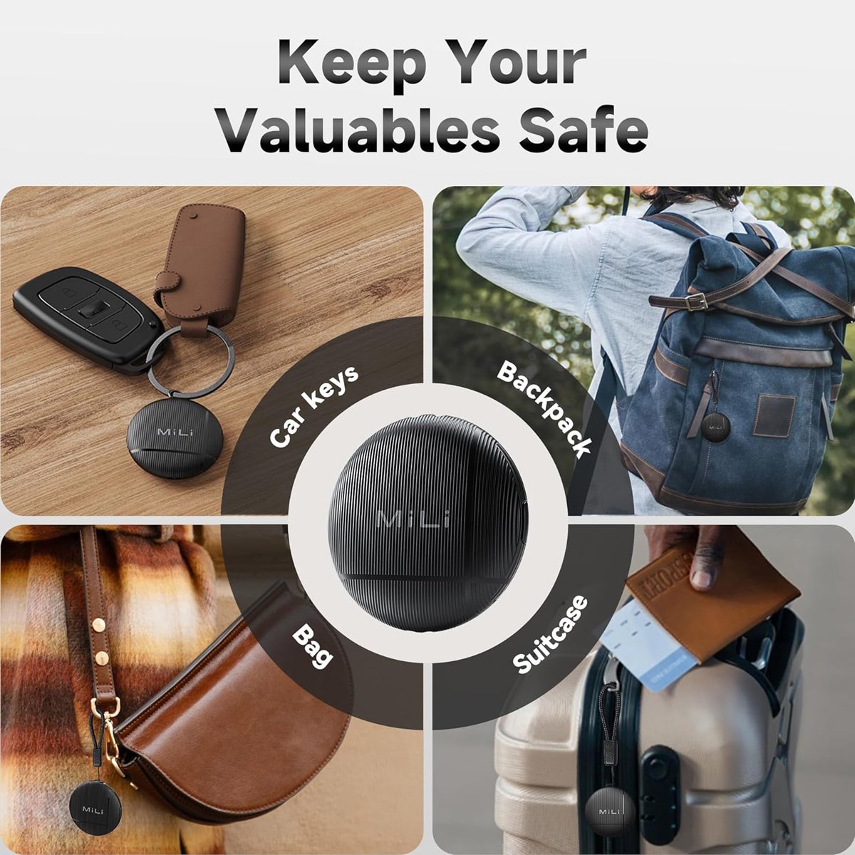 MILI smart tag LiTag Duo για iOS & Android συσκευές, Bluetooth tracker, μαύρο - Image 6