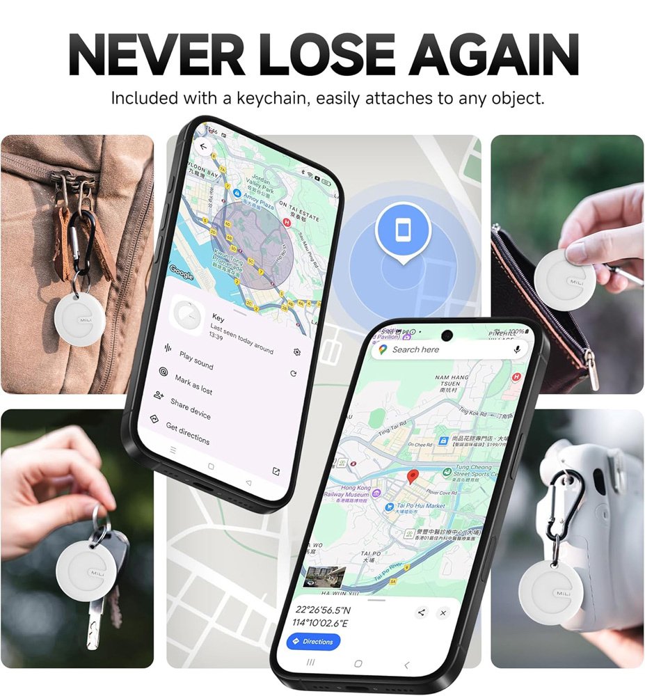 MILI smart tag MiTag Duo για iOS & Android συσκευές, Bluetooth tracker, μαύρο