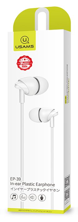USAMS earphones με μικρόφωνο EP-39, 3.5mm σύνδεση, Φ10mm, 1.2m, λευκά - Image 2