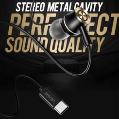 USAMS earphones με μικρόφωνο US-SJ482, USB-C σύνδεση, Φ10mm, 1.2m, μαύρα
