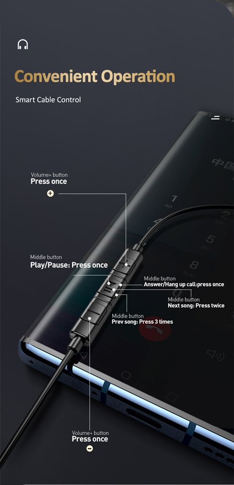 USAMS earphones με μικρόφωνο US-SJ482, USB-C, Φ10mm, 1.2m, πράσινα - Image 4