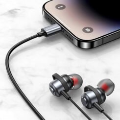 USAMS earphones με μικρόφωνο US-SJ758, USB-C σύνδεση, μεταλλικά, 1.2m, γκρι
