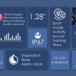 INTIME smartwatch 3 Pro, 1.28", IP67, heart rate, ηχείο & mic, μαύρο