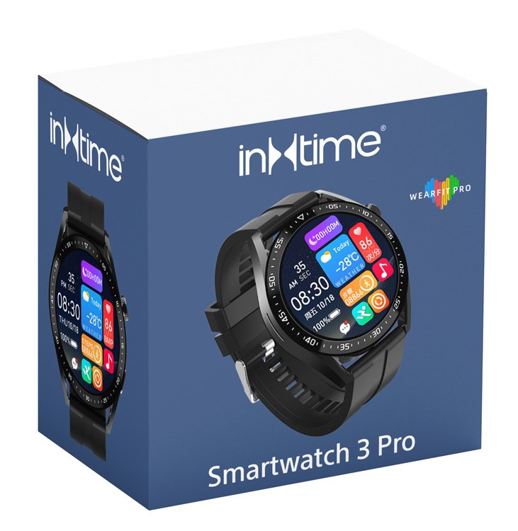 INTIME smartwatch 3 Pro, 1.28", IP67, heart rate, ηχείο & mic, μαύρο - Image 4