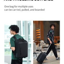 ARCTIC HUNTER τσάντα ταξιδίου LG00657-1 με θήκη laptop 15.6", τροχήλατη, 27L, μαύρη