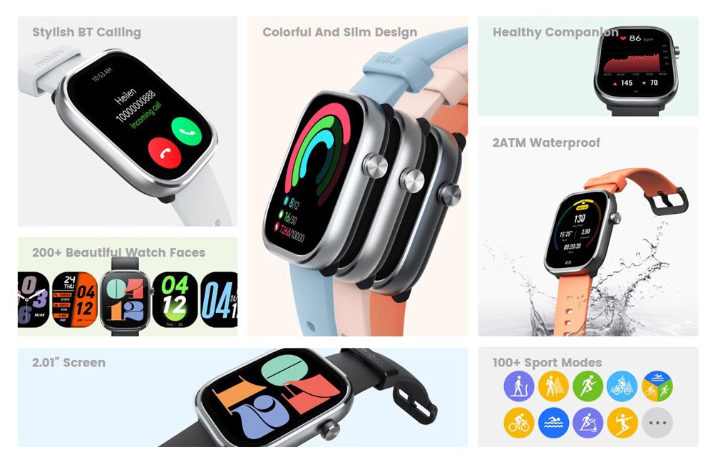 MIBRO smartwatch C4, heart rate, 2.01" TFT, 2 ATM, γκρι