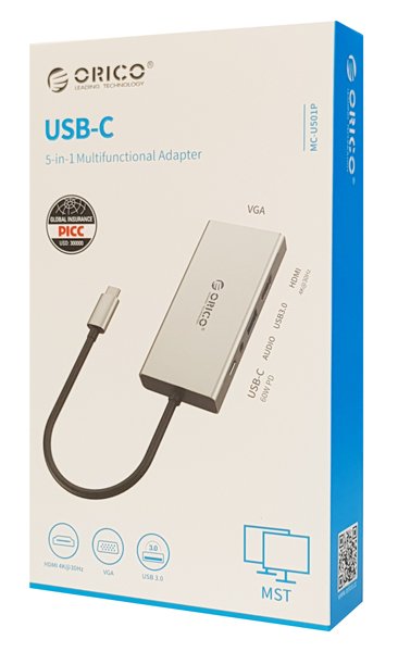 ORICO docking station MC-U501P, 5 θυρών, USB-C σύνδεση, 60W PD, 4K, γκρι - Image 6