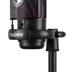 SADES gaming μικρόφωνο TYTO με βάση γραφείου & επιτραπέζια, pop φίλτρο, καρδιοειδές, USB, μαύρο