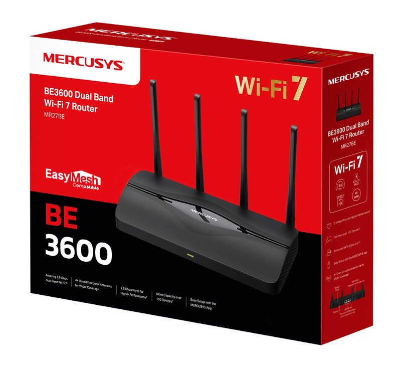MERCUSYS router MR27BE, WiFi 7, 3.6Gbps BE3600, EasyMesh, Ver 1.20 - Image 2