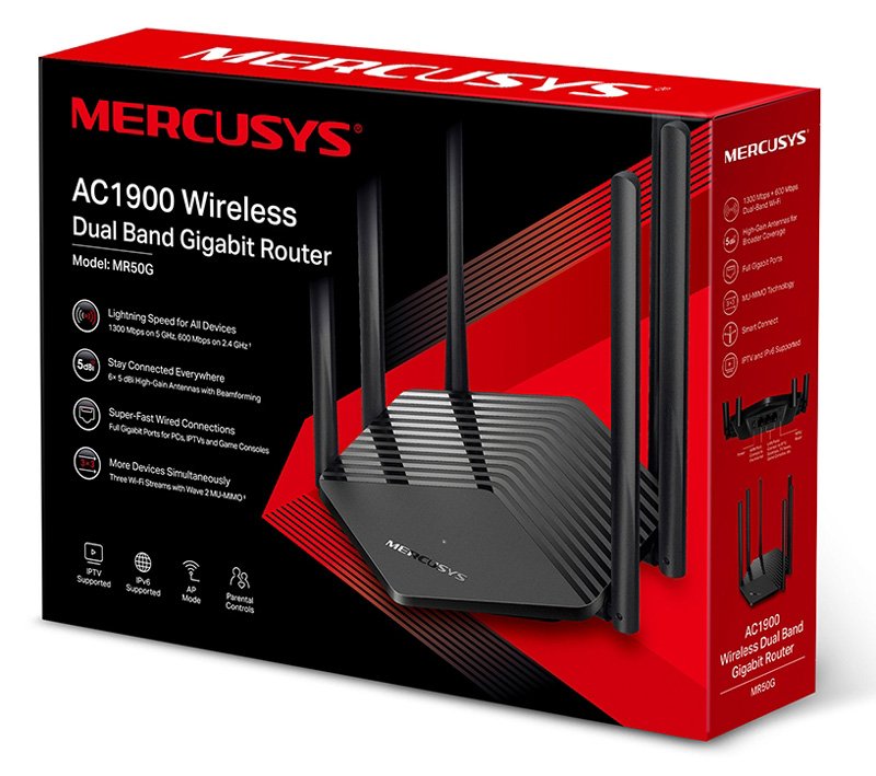 MERCUSYS Gigabit Router MR50G, WiFi 1900Mbps AC1900, Dual Band, Ver. 1.0 - Image 2