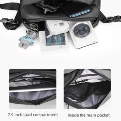 MARK RYDEN τσάντα ώμου MR8616, με θήκη tablet 7.9", 4L, αδιάβροχη, μαύρη