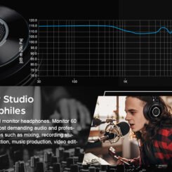 Alternative view of ONEODIO headset Monitor 60, 6.35mm & 3.5mm σύνδεση, Hi-Res, 50mm, μαύρο