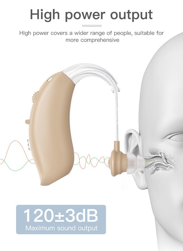 POWERTECH ακουστικό βαρηκοΐας PT-1095 με θήκη, επαναφορτιζόμενο, μπεζ