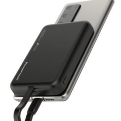 POWERTECH power bank PT-1376 με καλώδιο, 10000mah, magnetic wireless, 20W, μαύρο