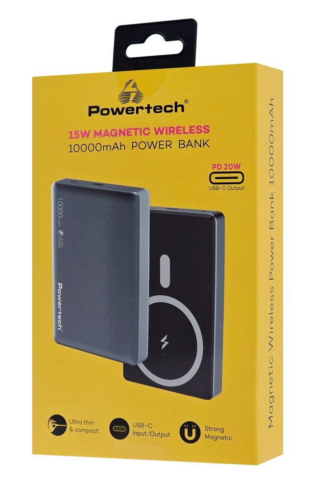 POWERTECH power bank PT-1377, 10000mah, magnetic wireless, 20W, γκρι - Image 3