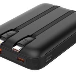 POWERTECH power bank με καλώδια και οθόνη PT-1417 10000mAh, 22.5W, μαύρο